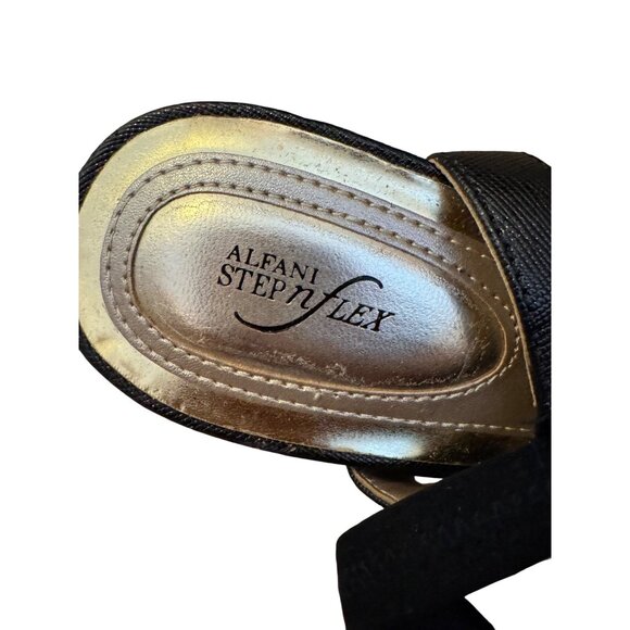 Alfani Step n Flex Womens Sandals Size 10M Black & Gold Open Toe Strappy Design - Picture 6 of 12